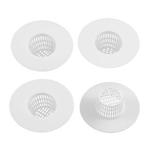 Bathroom Plastic Drain Hair Stopper Strainers Drainer Screen Net White 4pcs